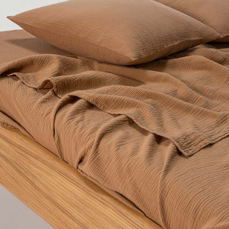 2 Pillowcases - In Cotton Gauze 185G/M² - Hazelnut