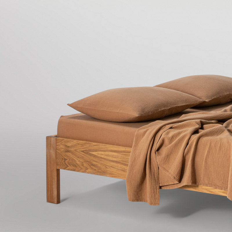 Fitted Sheet - In Cotton Gauze 185G/M² - Hazelnuts