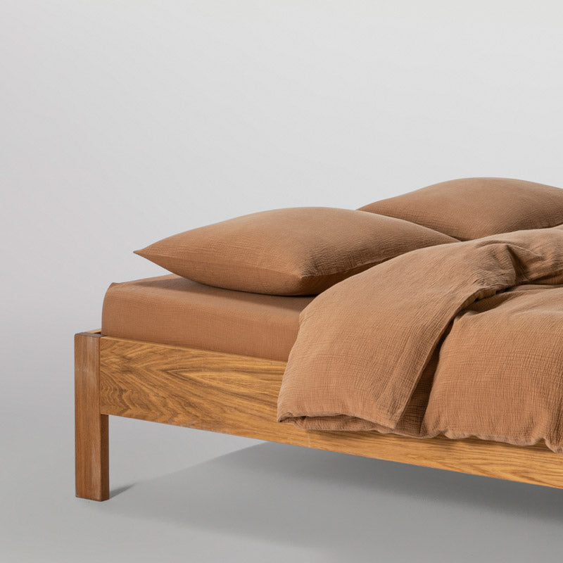 Fitted Sheet - In Cotton Gauze 185G/M² - Hazelnuts