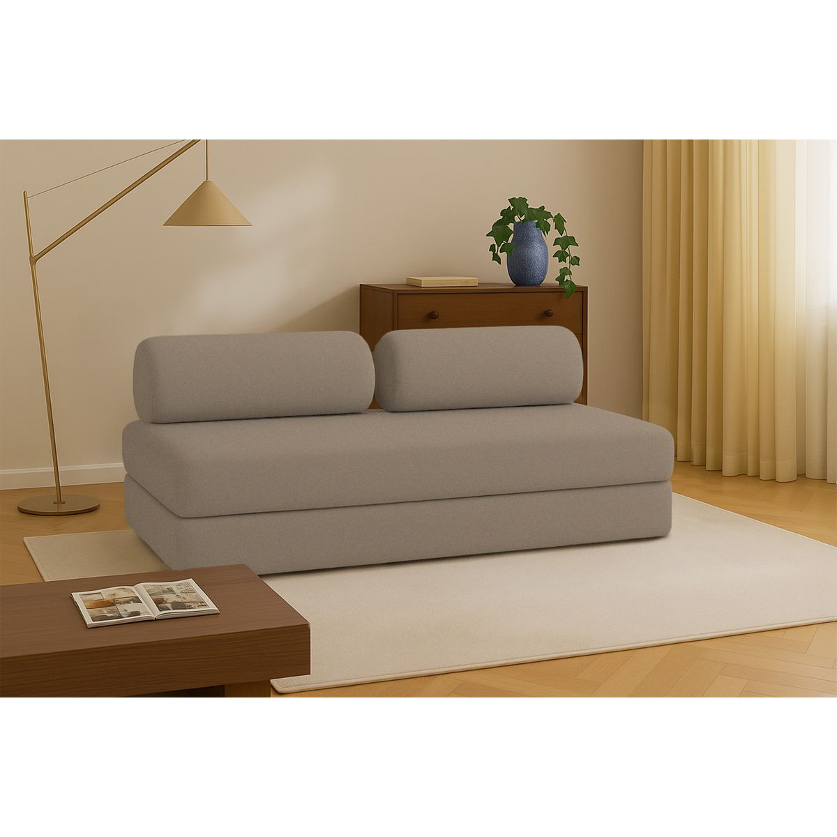 Gemma Straight Sofa - 3 Seater - Smooth Fabric