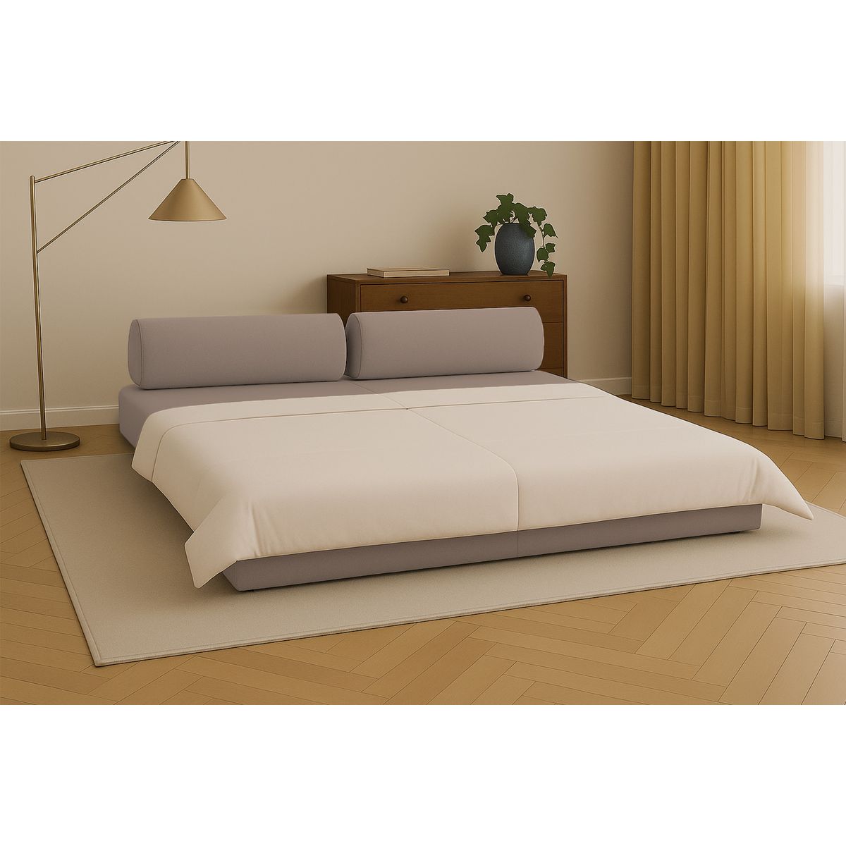 Gemma Straight Sofa - 3 Seater - Smooth Fabric