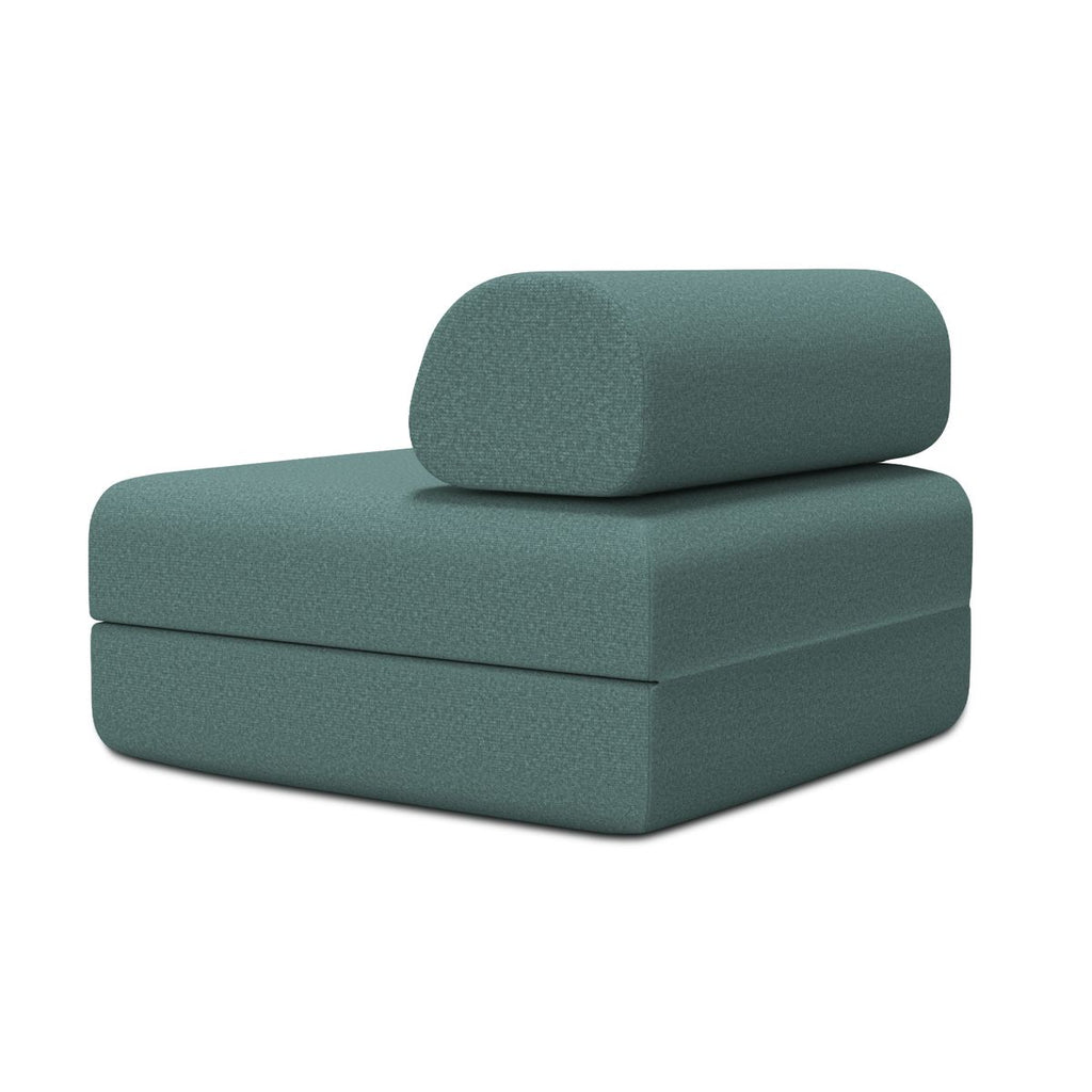 Sofá 2 Plazas Modular - Tejido Exterior A Rayas - Blanco Y Verde Oscuro