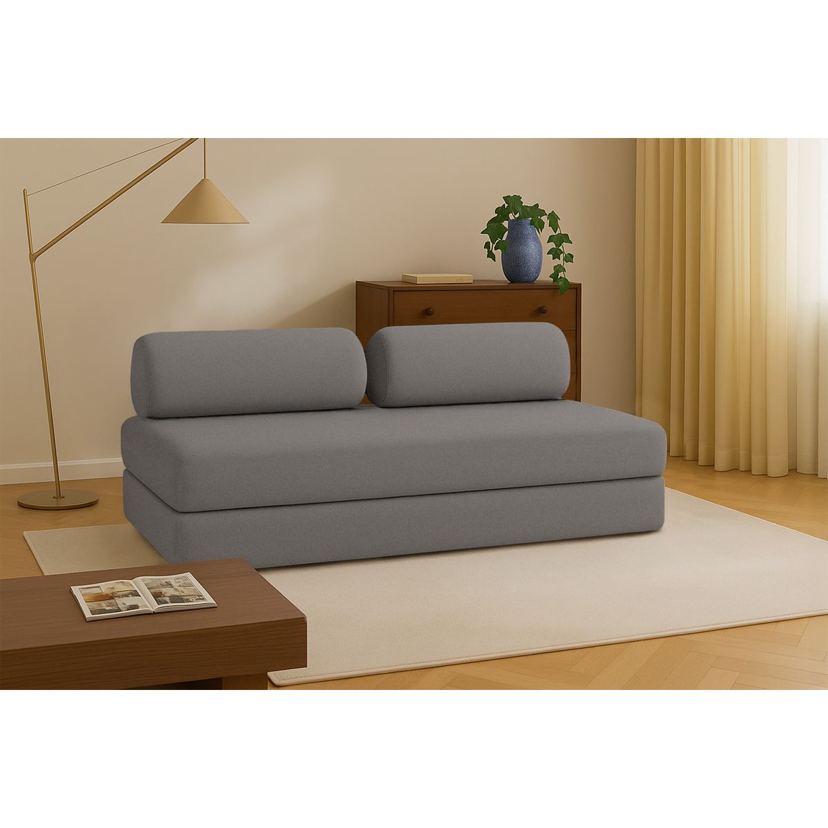 Gemma Straight Sofa - 3 Seater - Smooth Fabric