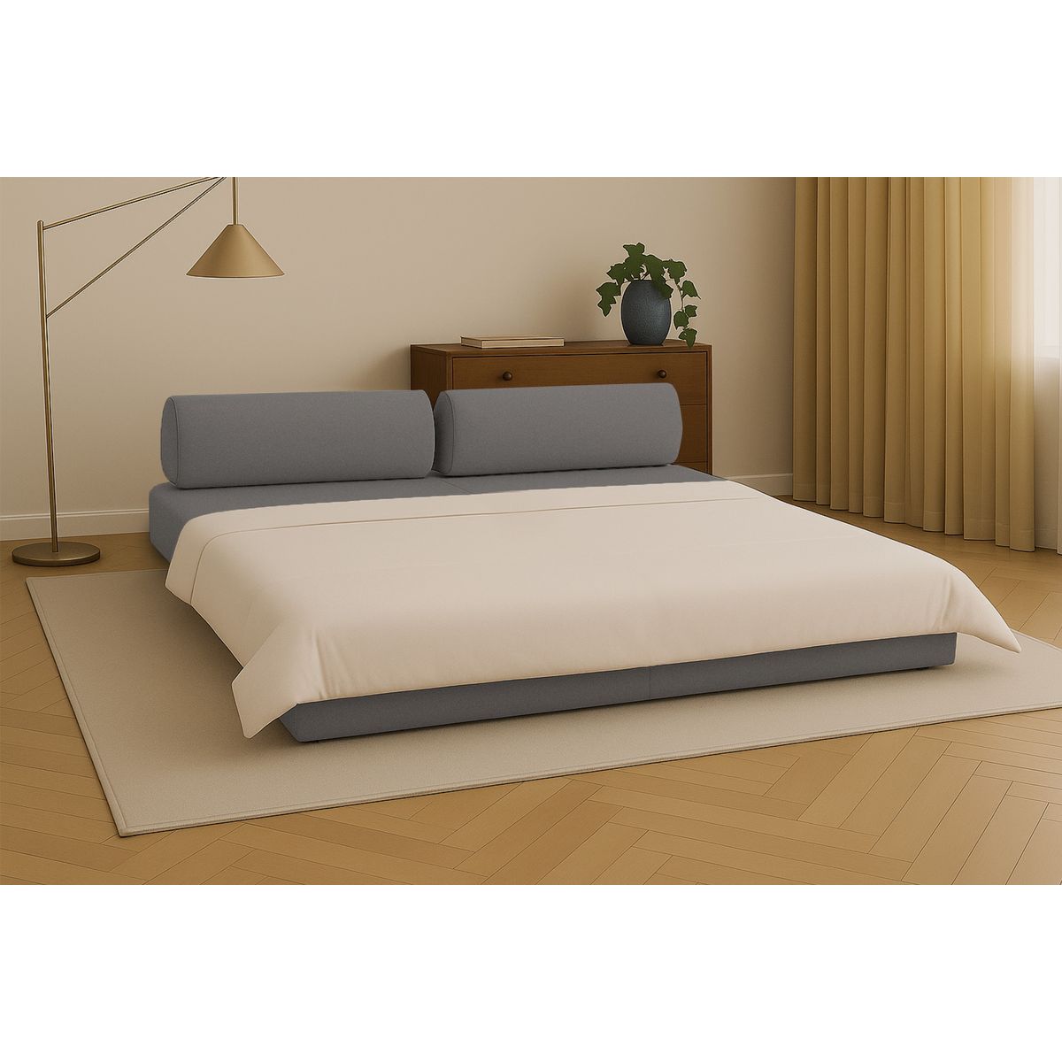 Gemma Straight Sofa - 3 Seater - Smooth Fabric