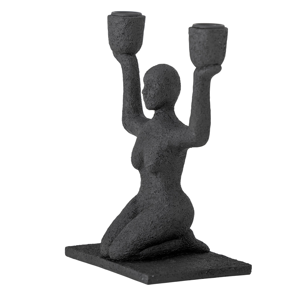 Lucie - Candle Holder - Black - Polyresin