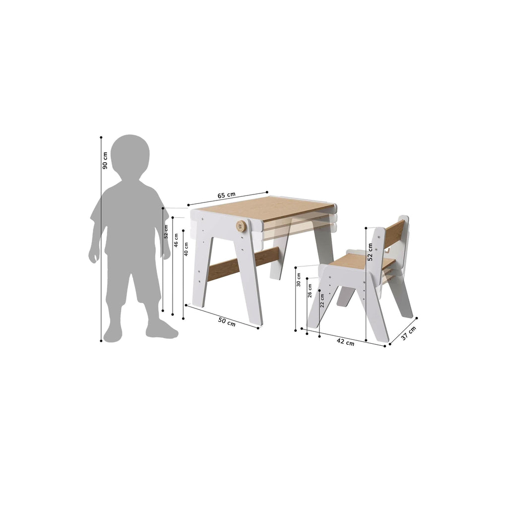 Dúo Mesa y Silla Evolutivas – Blanco