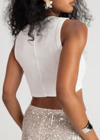 Top Kurt High-Neck Cropped - White