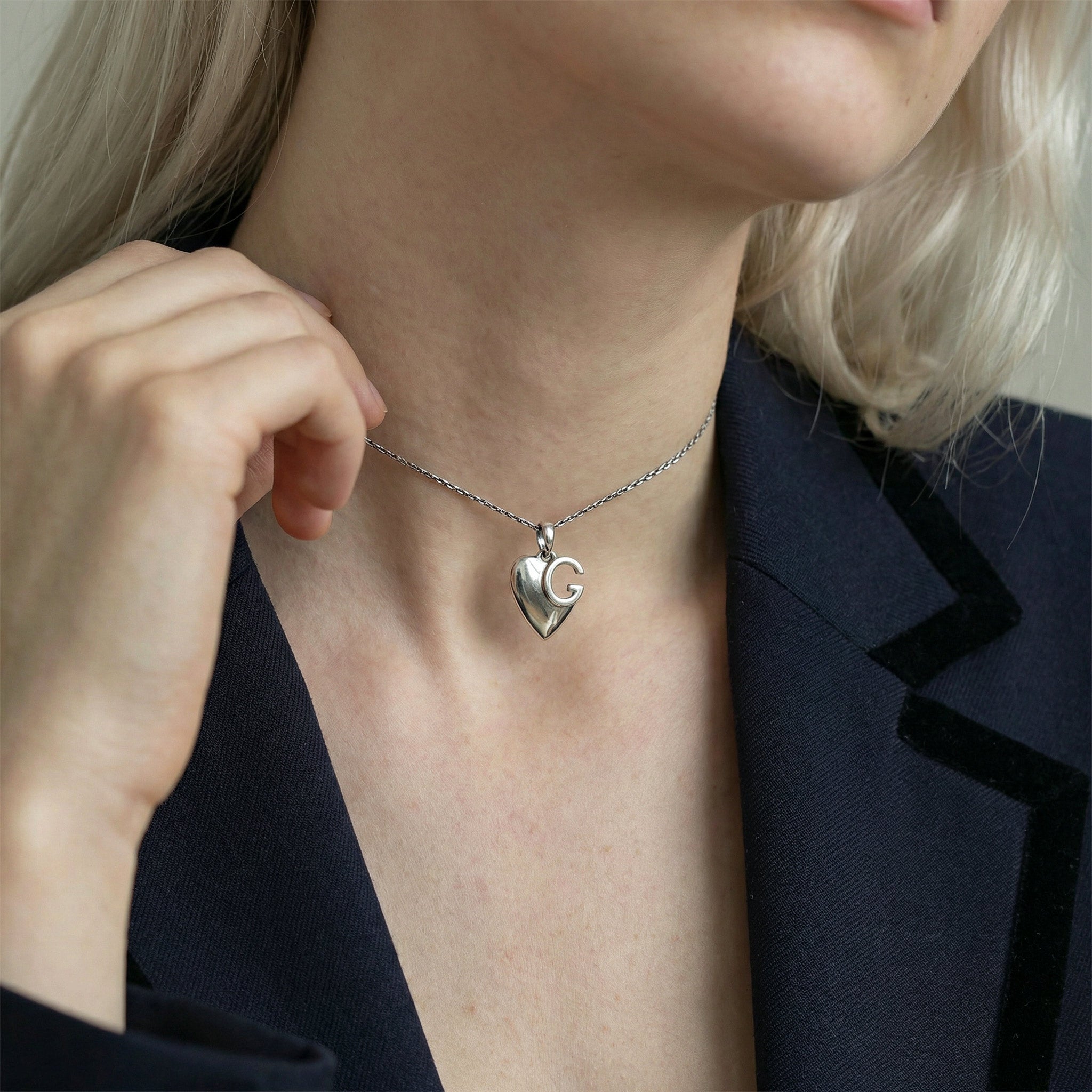 Gucci Vintage Sterling Silver Heart Necklace