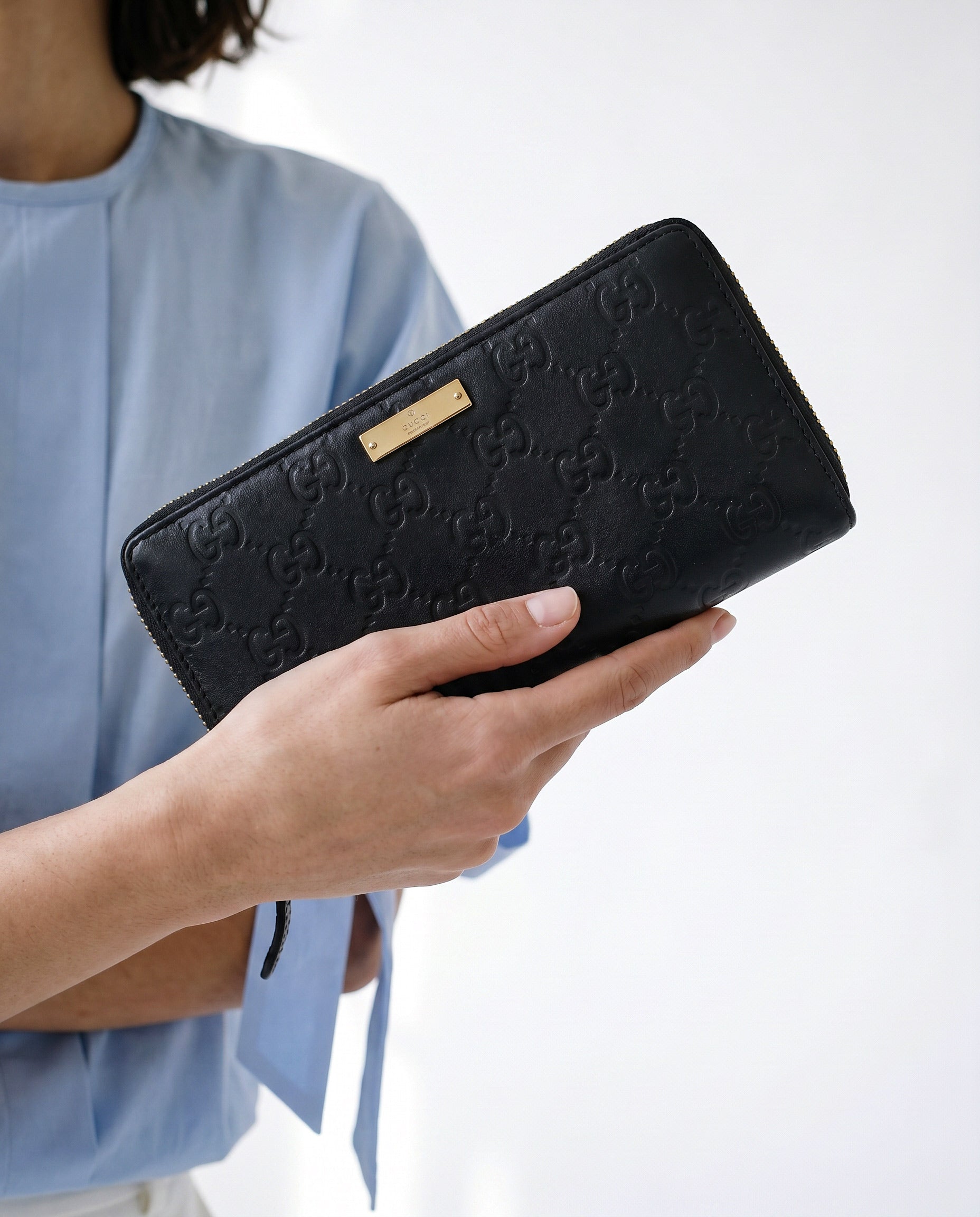 Portefeuille Gucci Zippy Long En Cuir Noir Guccissima