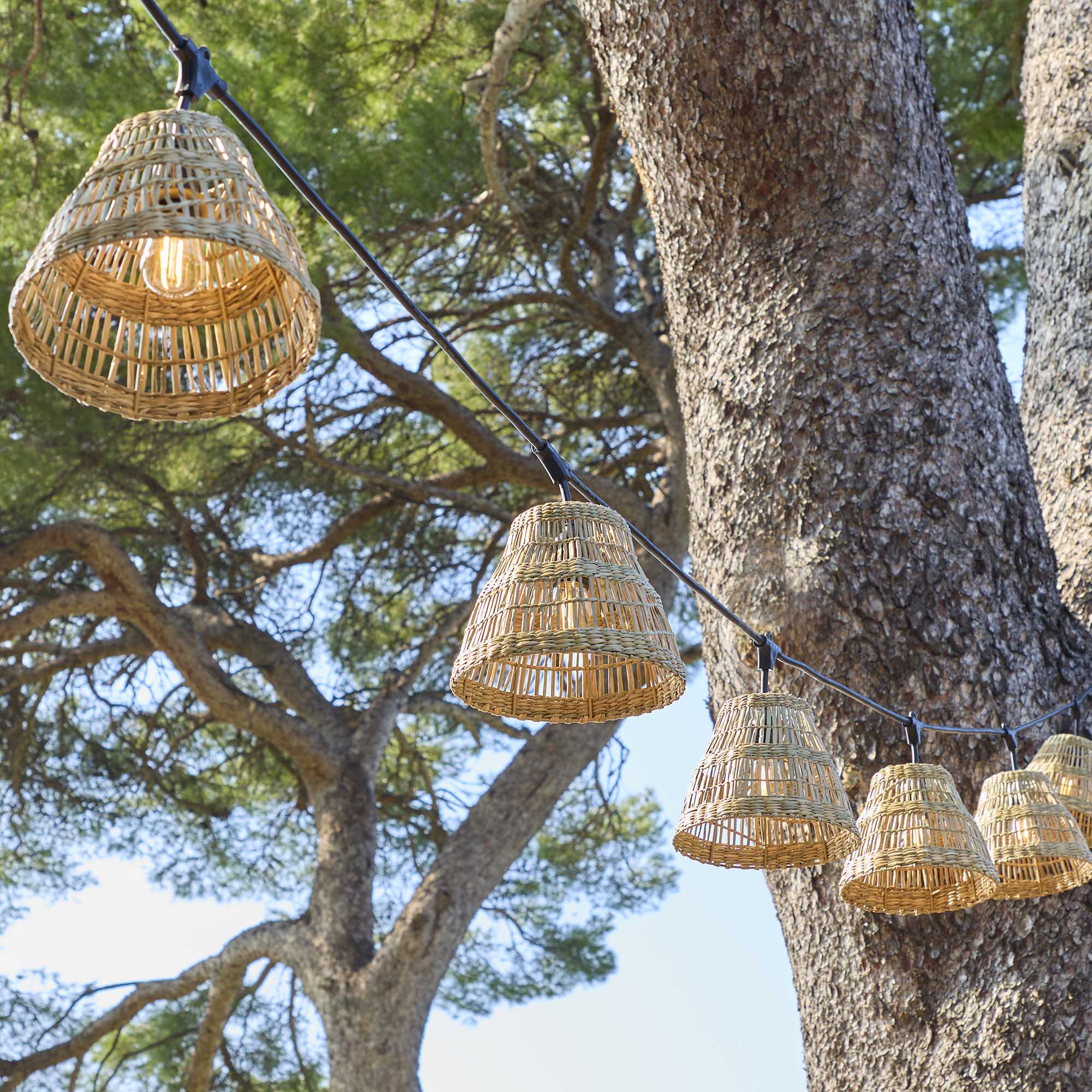 Tessa - E27 Wired Garland - Rattan - Beige