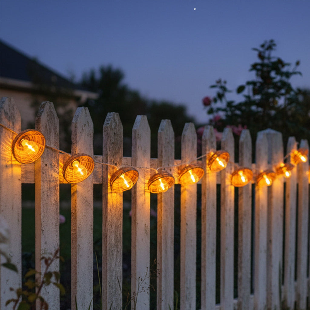 Cottage - Guirlande Solaire Hybride - Polyrotin - Beige