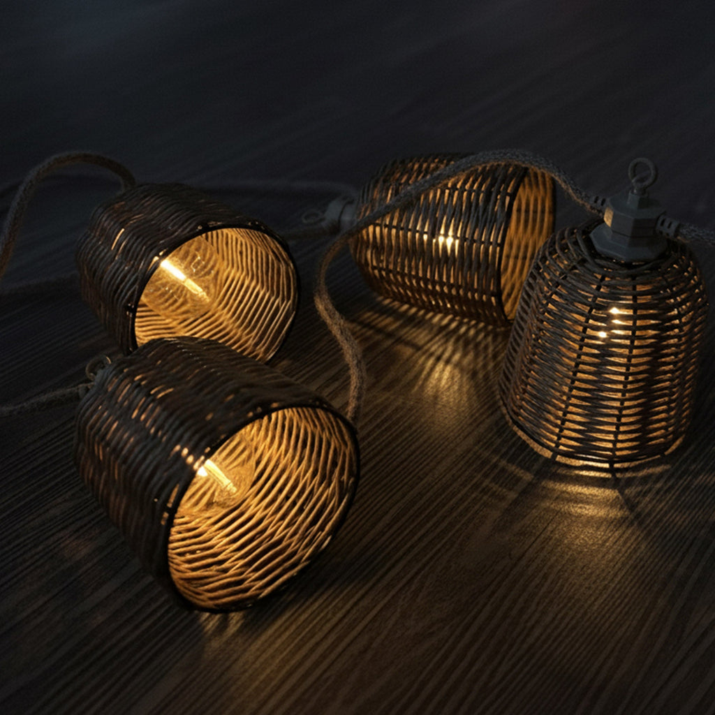 Formentera - Hybrid Solar Garland - Polyrattan - Brown