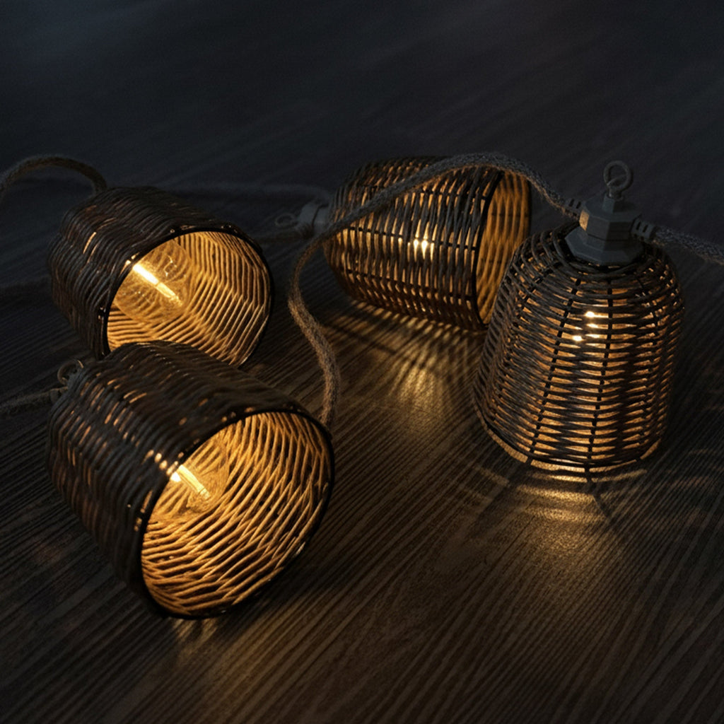 Formentera - Hybrid Solar Garland - Polyrattan - Brown