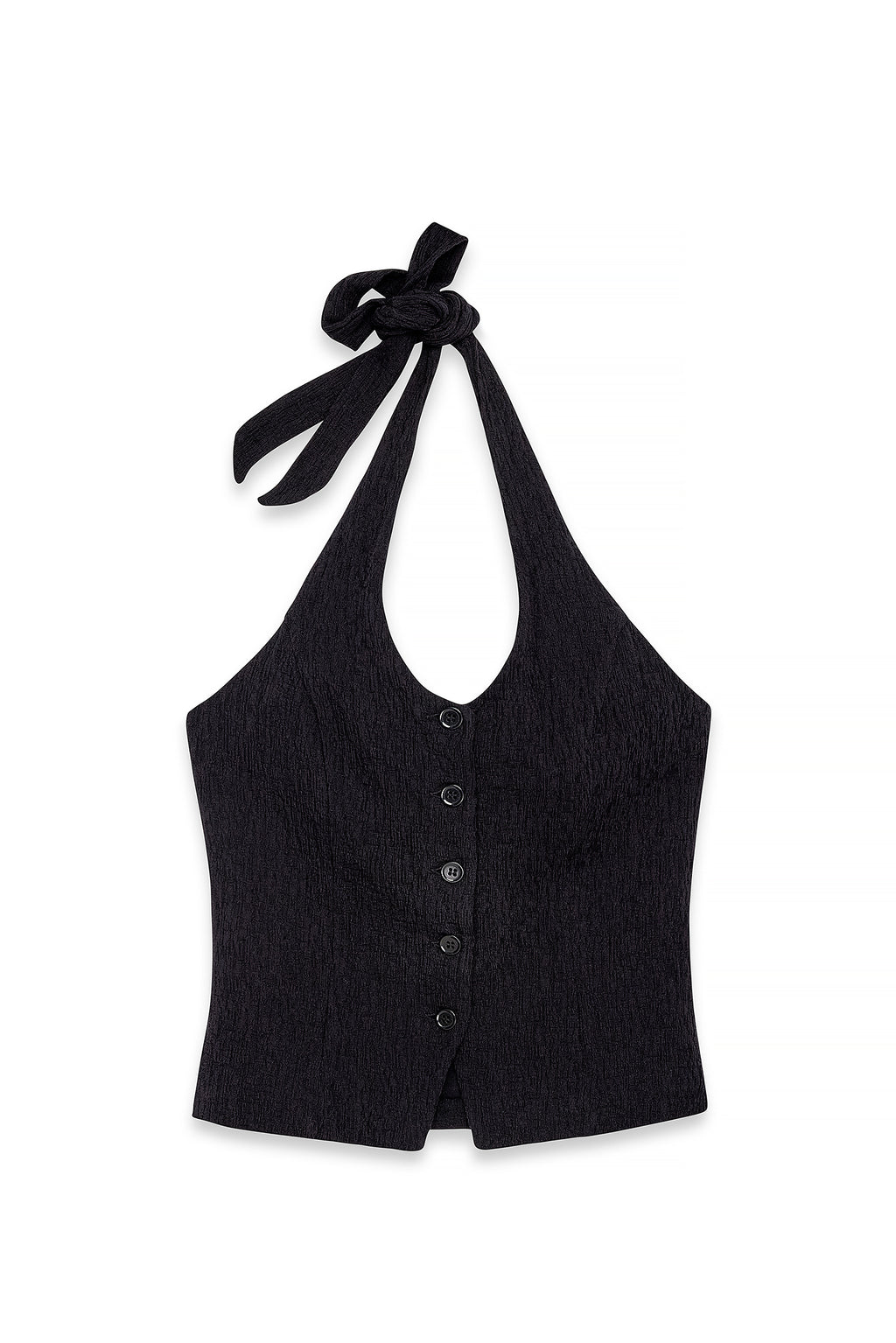 Top Halterneck Structure Button - Noir