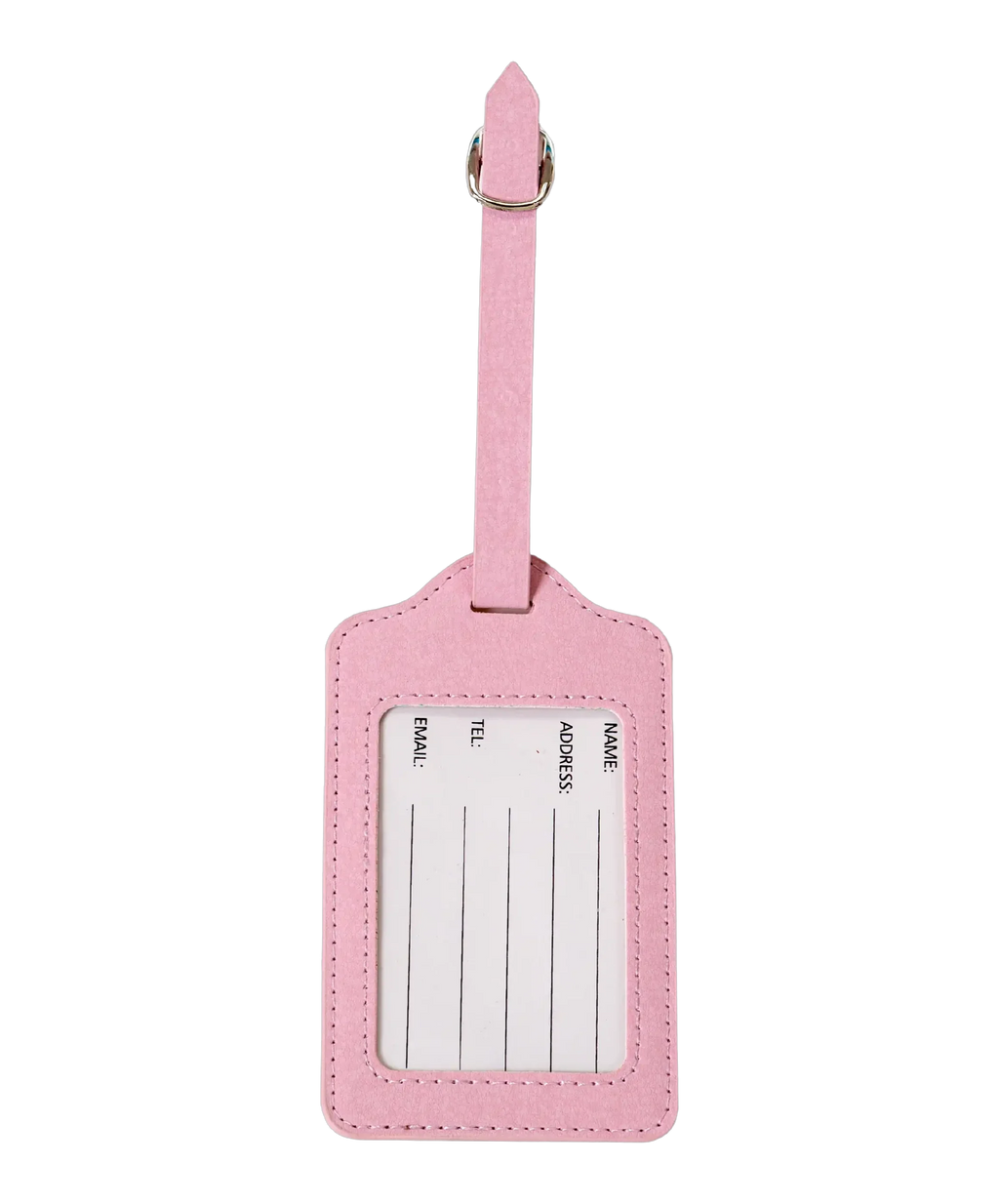 Etiquette a bagages GYL rose vue dos carte identification fond transparent