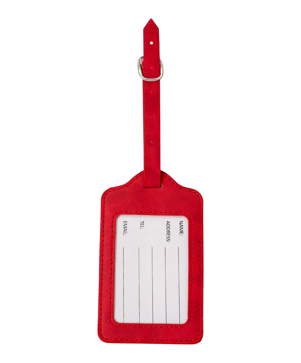 Etiquette a bagages GYL rouge vue dos carte identification fond transparent