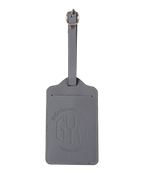 Etiquette a bagages GYL argent vue face logo fond transparent