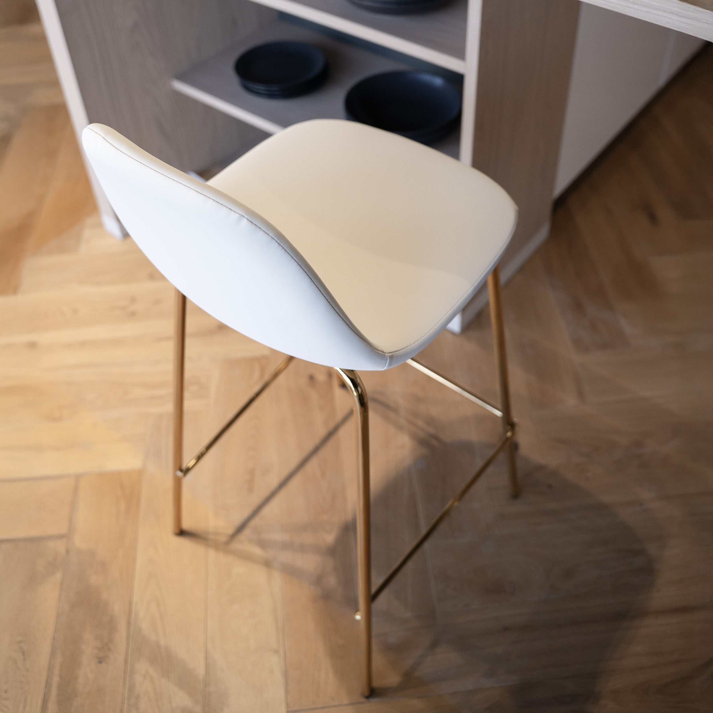 Henrik - Lot De 2 Chaises Pour Îlot Central En Cuir Synthétique Blanc