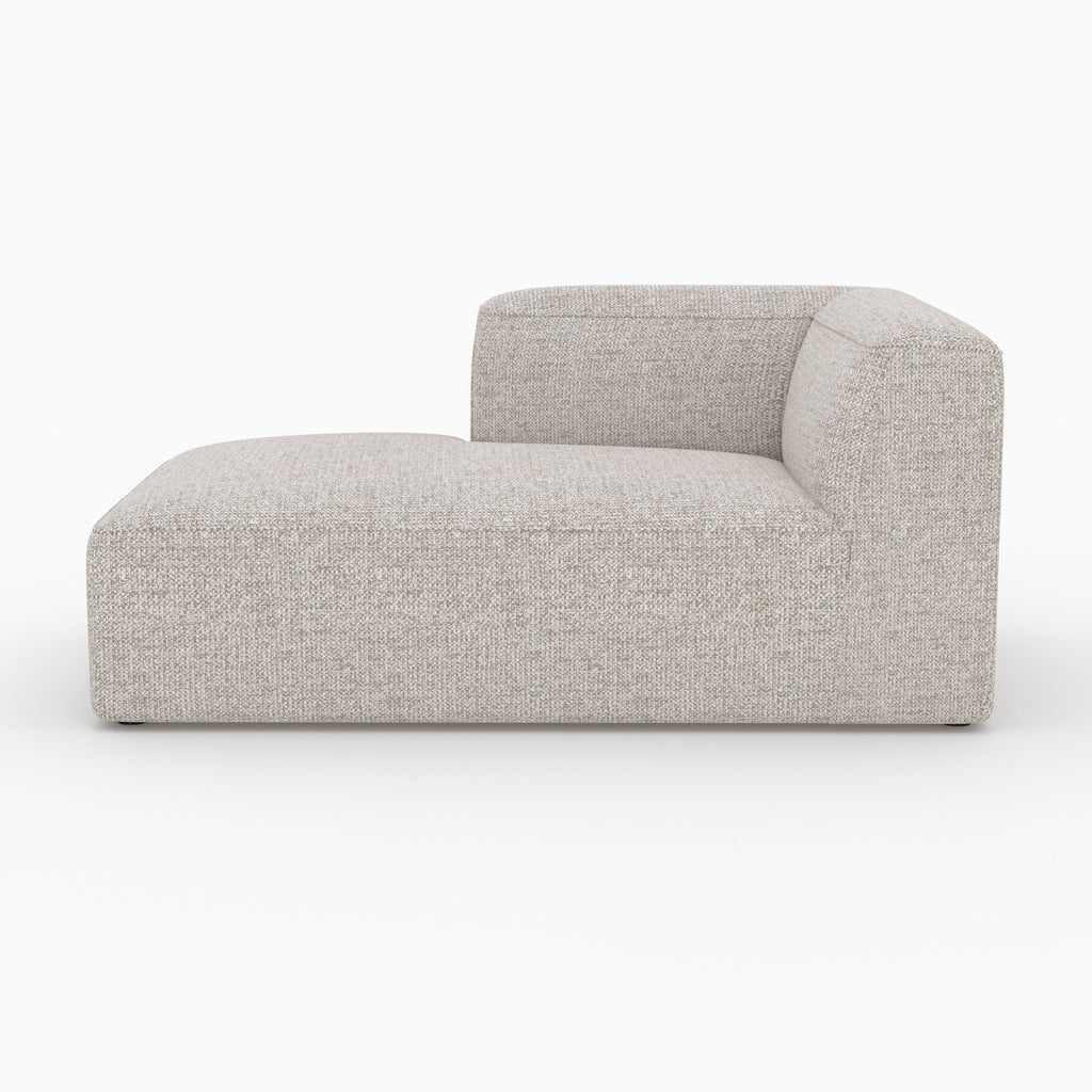 Hestia - Canapé D'Angle Gauche Modulable, Tissu Beige 4 Places, 2 Poufs