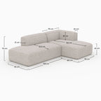 Hestia - Canapé D'Angle Droit Modulable En Tissu Beige 4 Places