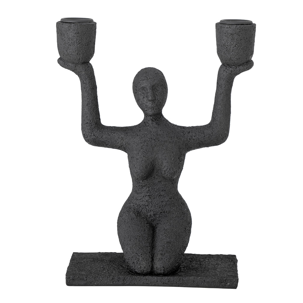 Lucie - Candle Holder - Black - Polyresin