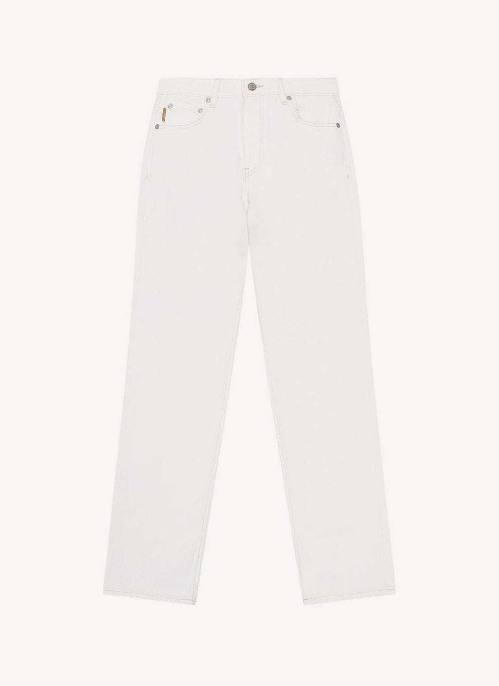 Ganni - Jeans Droit Taille Haute - Bright White - Femme