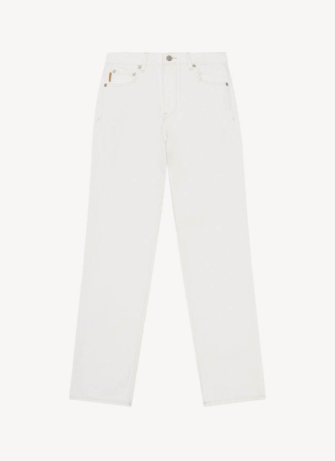 Ganni - Jeans Droit Taille Haute - Bright White - Femme