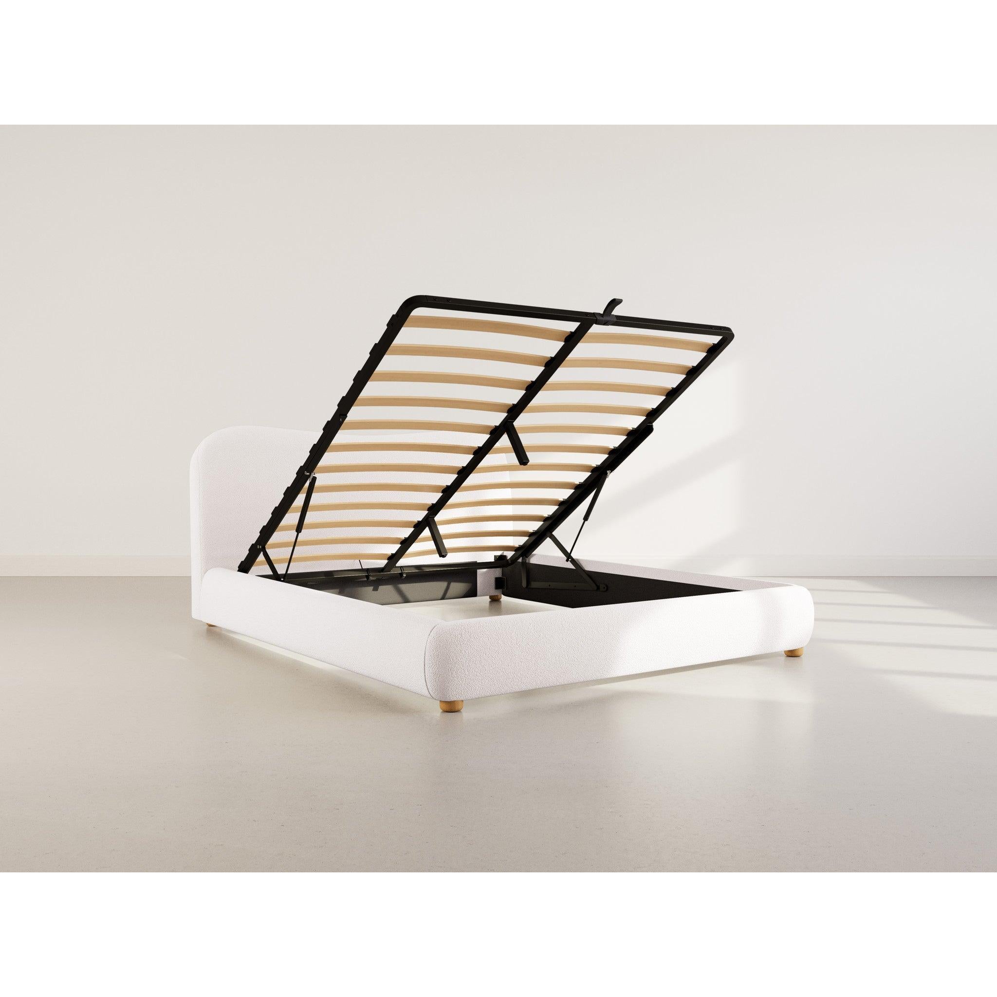 Hugo - Ottoman Bed - 200 cm - Bouclé Fabric - Beige