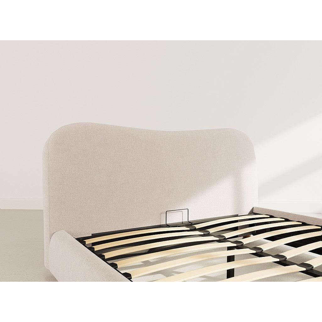 Hugo - Cama con Canapé Abatible - 200 Cm - Terciopelo Texturizado - Beige
