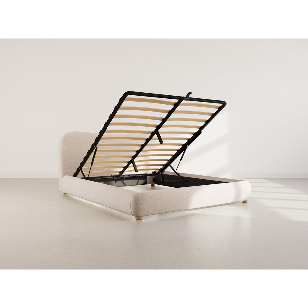Hugo - Cama con Canapé Abatible - 200 Cm - Terciopelo Texturizado - Beige