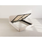 Hugo - Cama con Canapé Abatible - 200 Cm - Terciopelo Texturizado - Beige