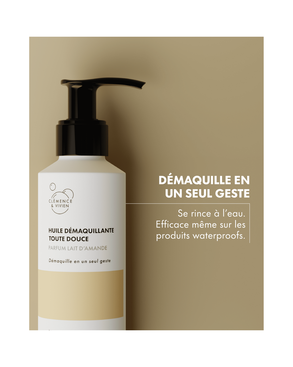 Huile démaquillante toute douce parfum lait d'amande - Clémence & Vivien