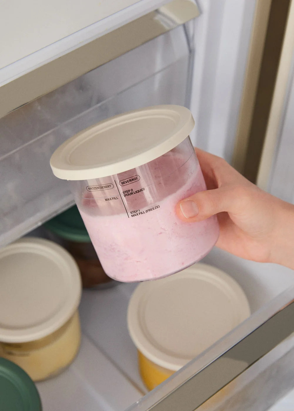 Ice Cream Maker Studio - Sorbetière Multifonction 600ml - 3 Pots - Blanc Cassé