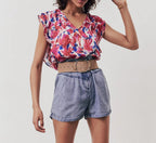 IKKS - Top holgado con estampado floral flash reciclado - Hortensia