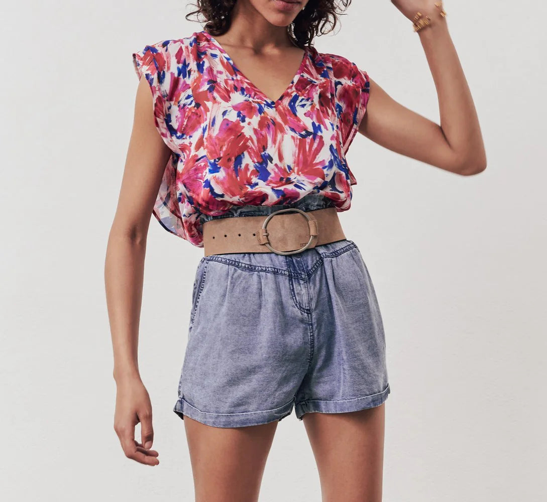 IKKS - Top holgado con estampado floral flash reciclado - Hortensia