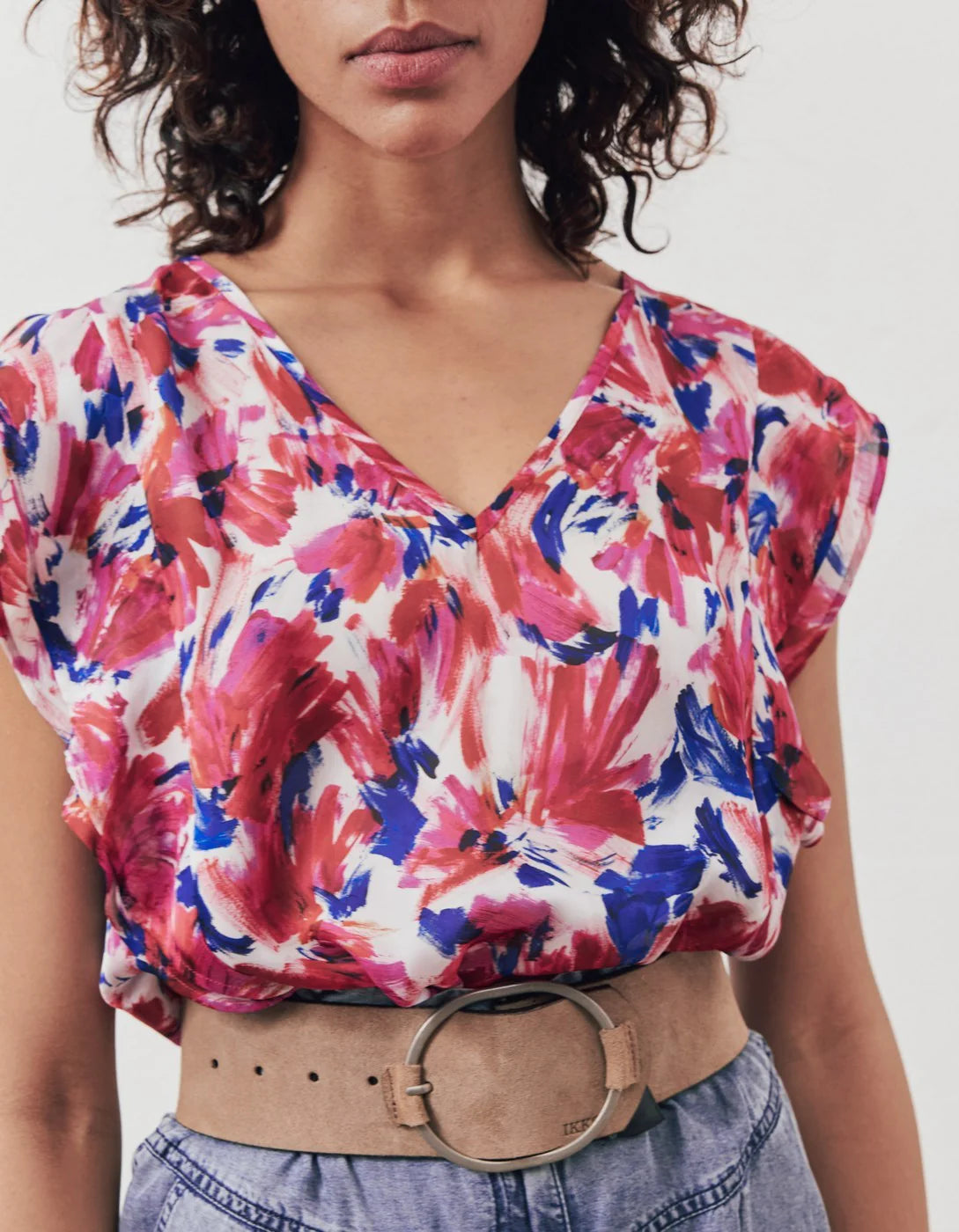 IKKS - Top holgado con estampado floral flash reciclado - Hortensia