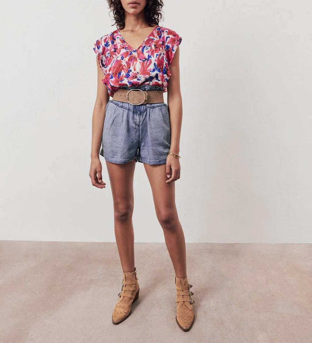 IKKS - Top holgado con estampado floral flash reciclado - Hortensia