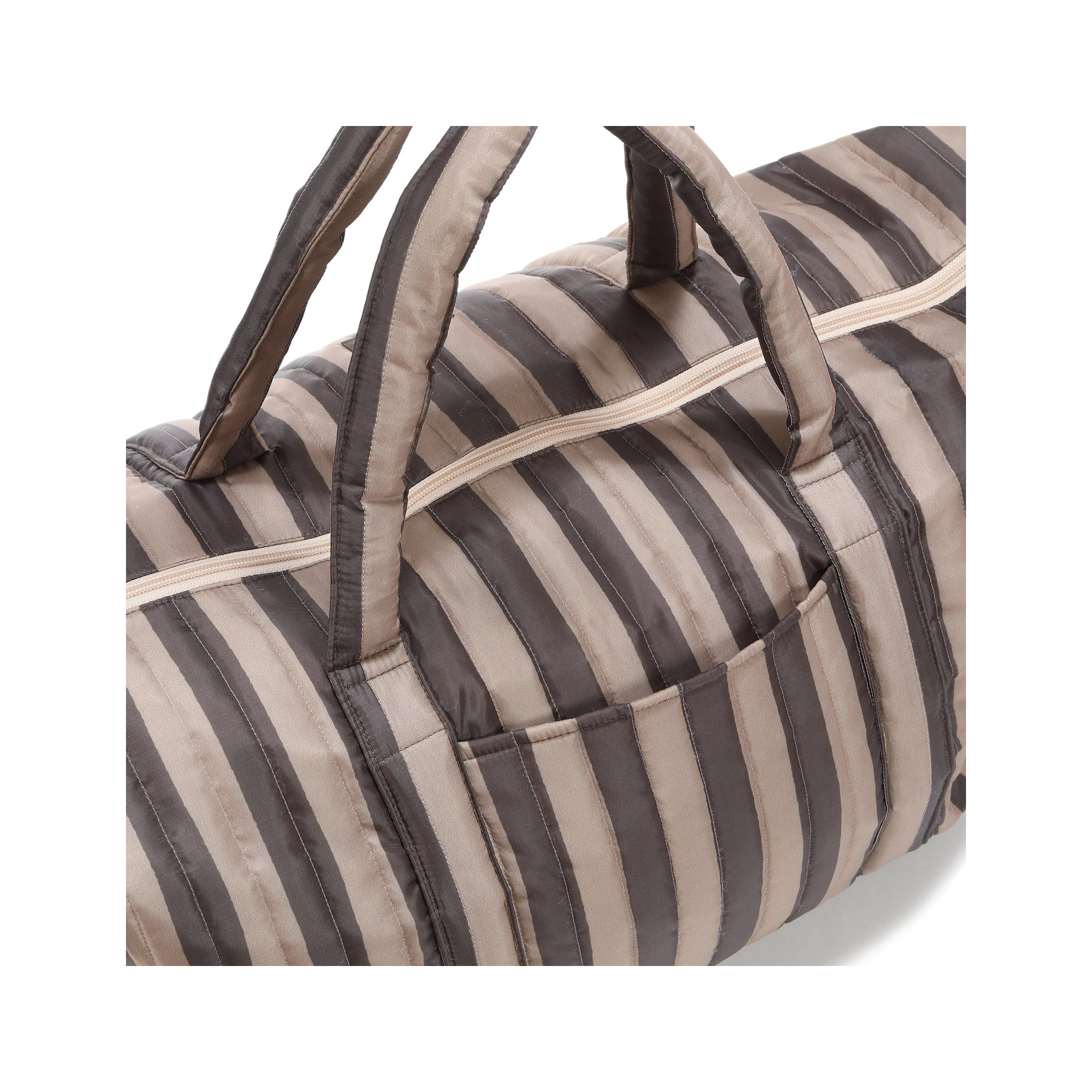 Bolsa de fin de semana de nailon - Rayas Marrones