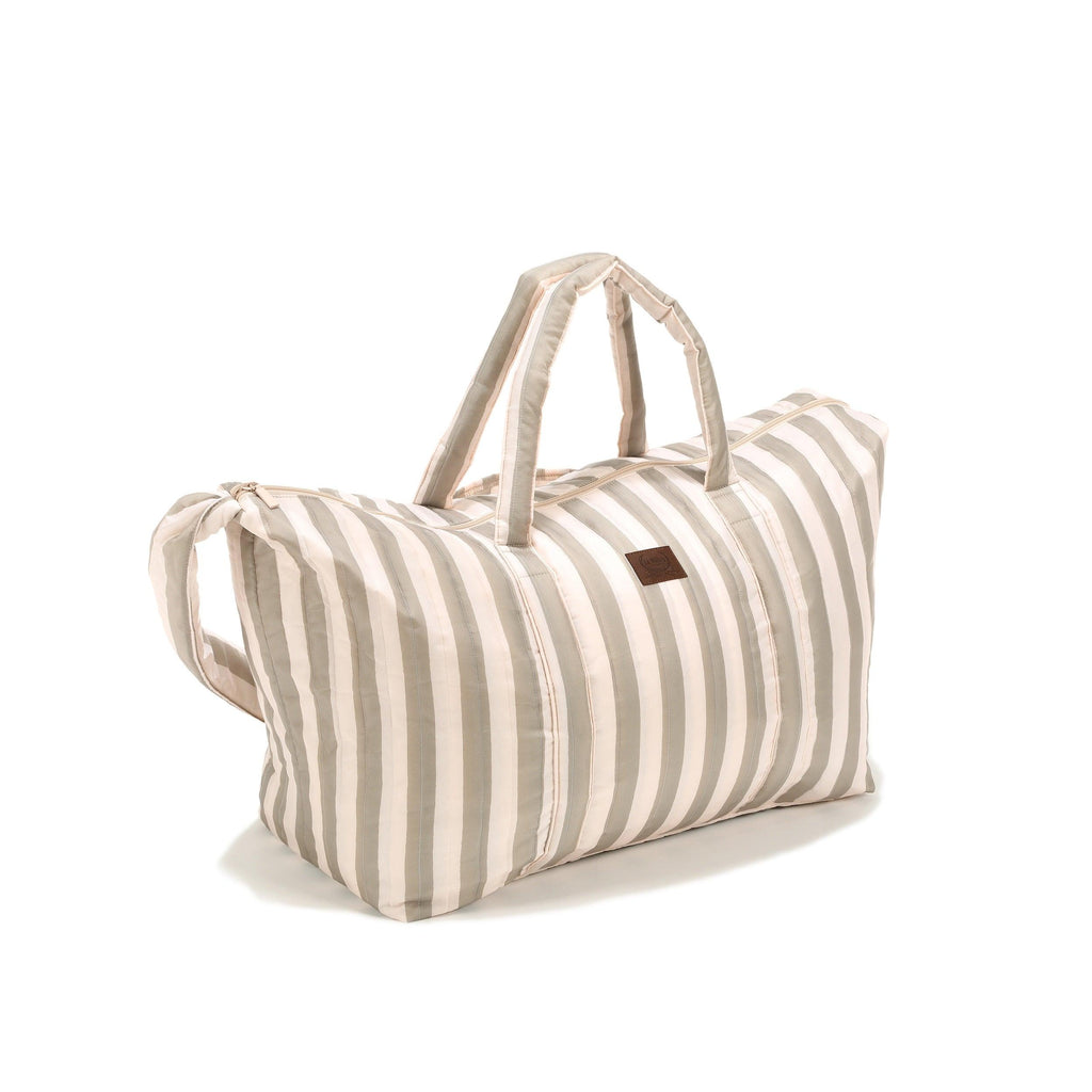 Bolsa de fin de semana de nailon - Rayas Beige