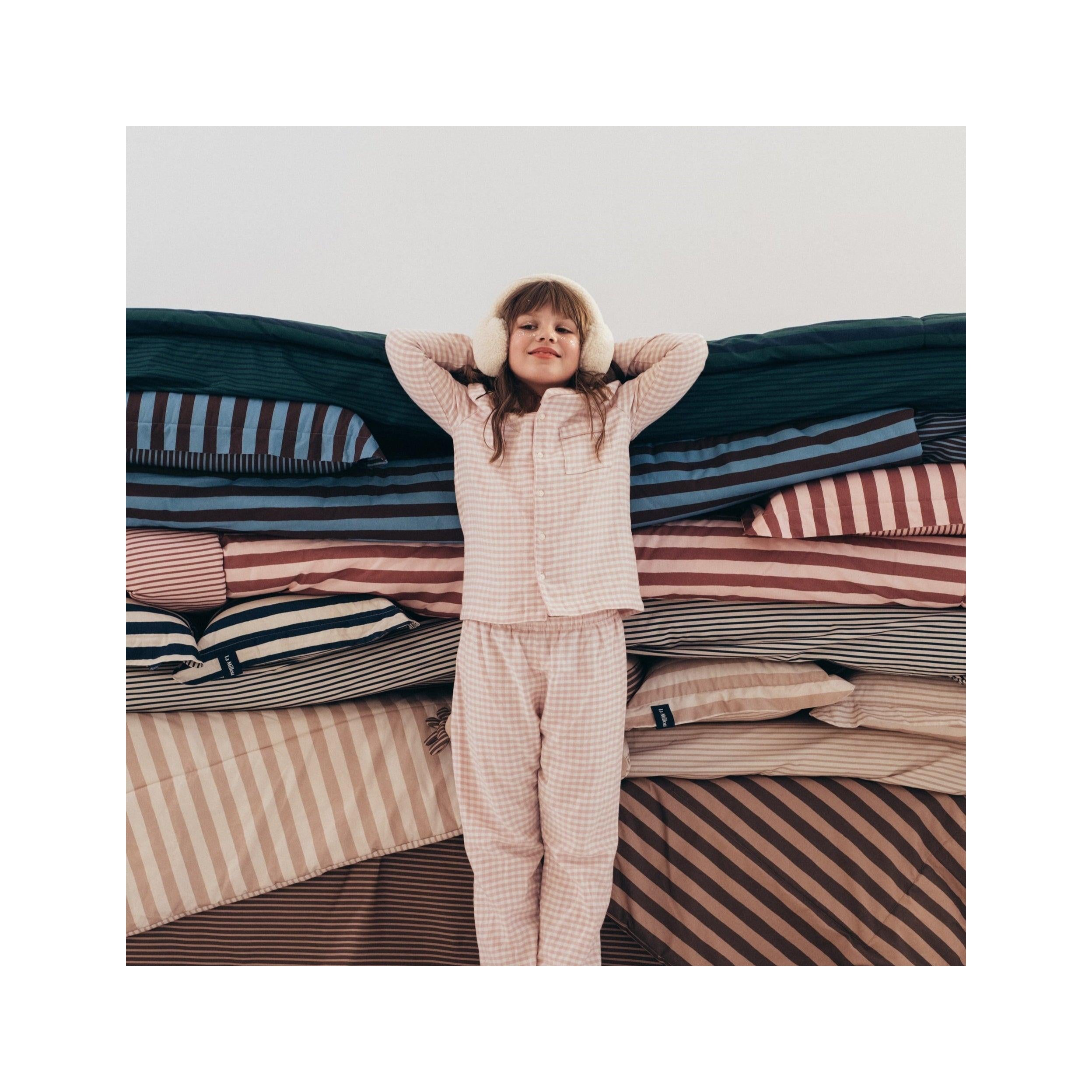Ensemble de Literie en Coton - Rayures Rose
