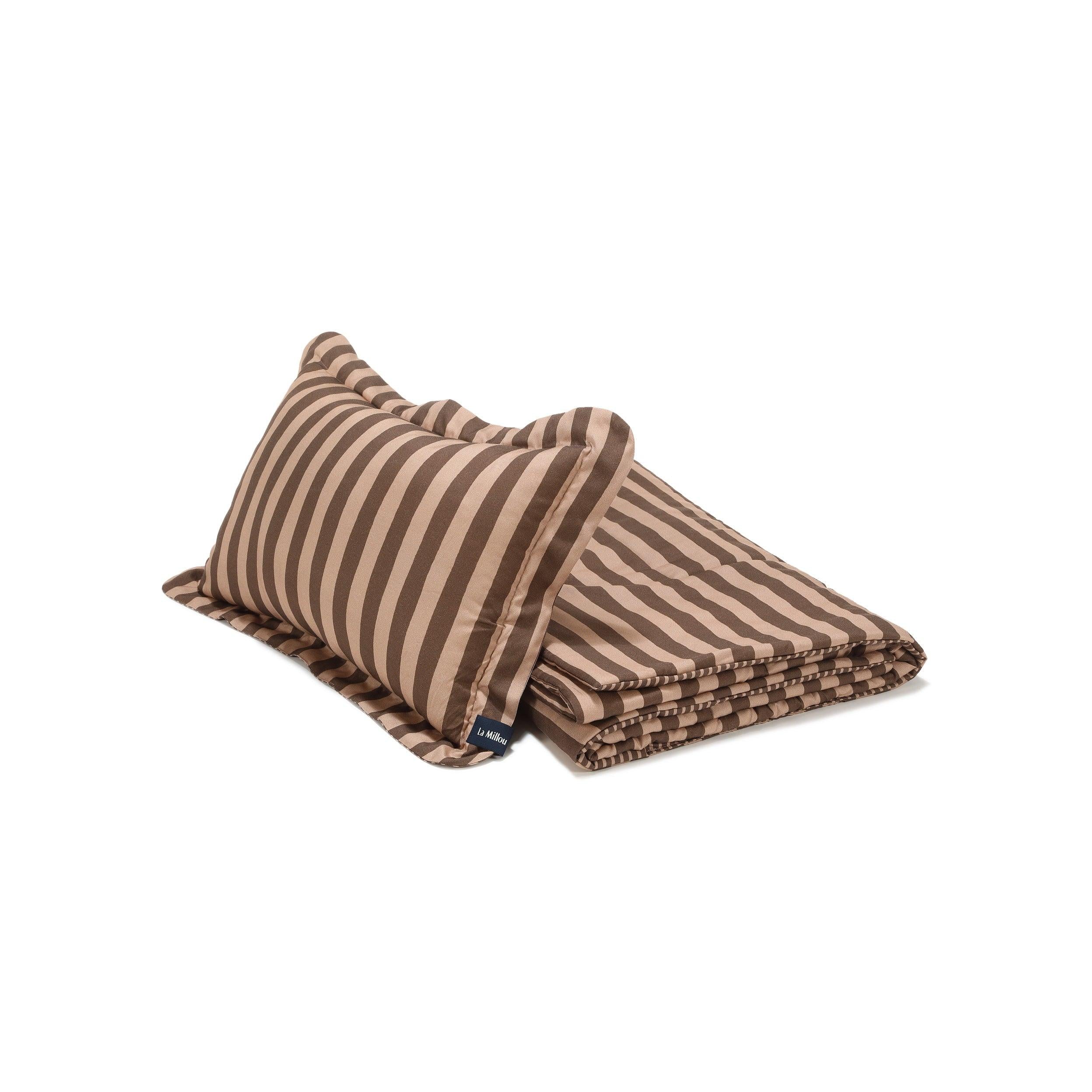 Ensemble de Literie Bamboo - Rayures Marron