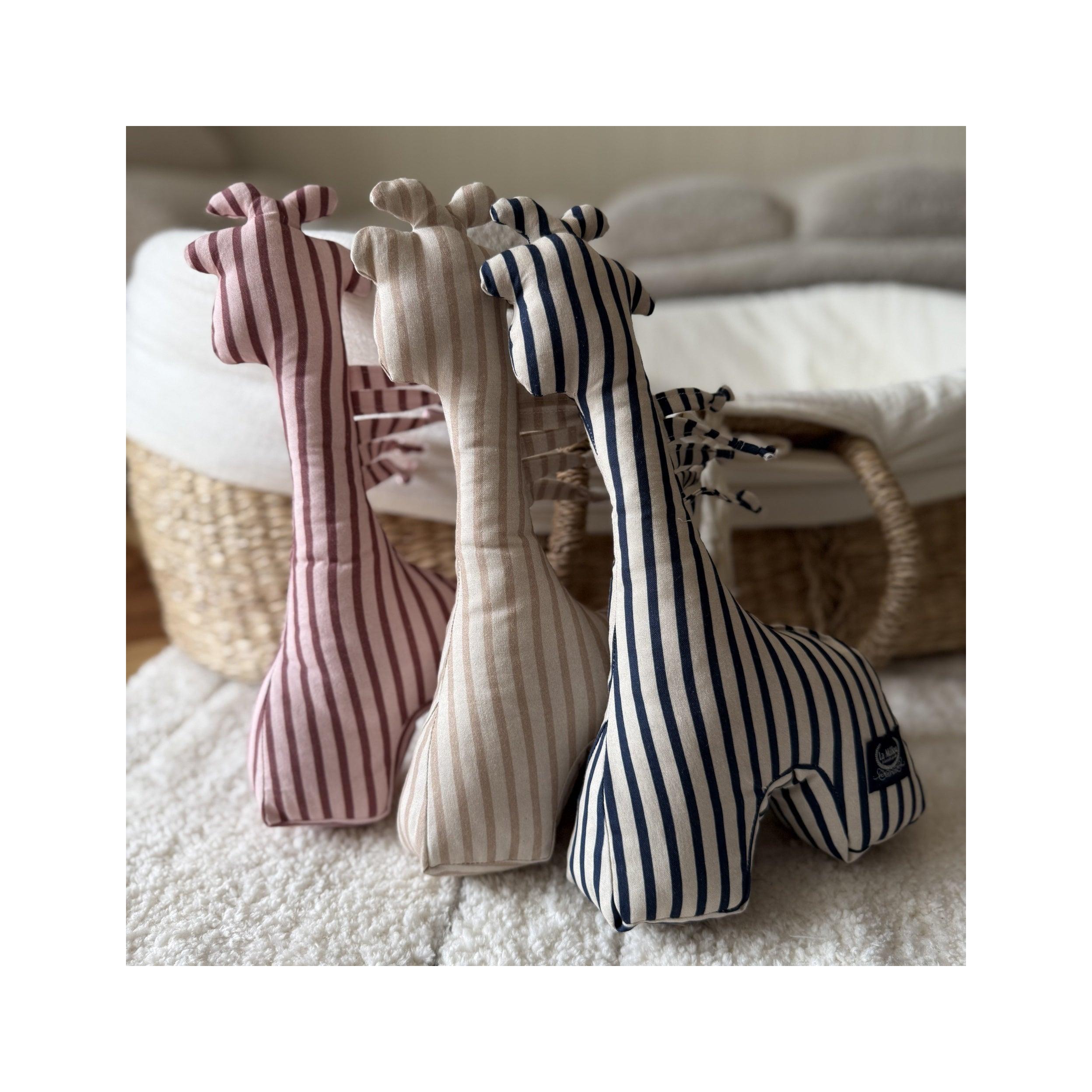 Hochets Girafe Coton - Rayures Beige