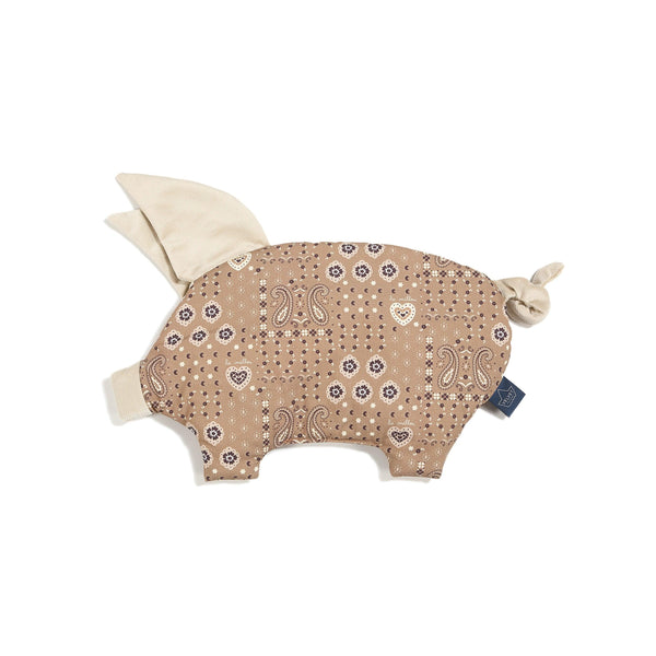 Sleepy Pig Velvet Cushion - Bandana Mocha