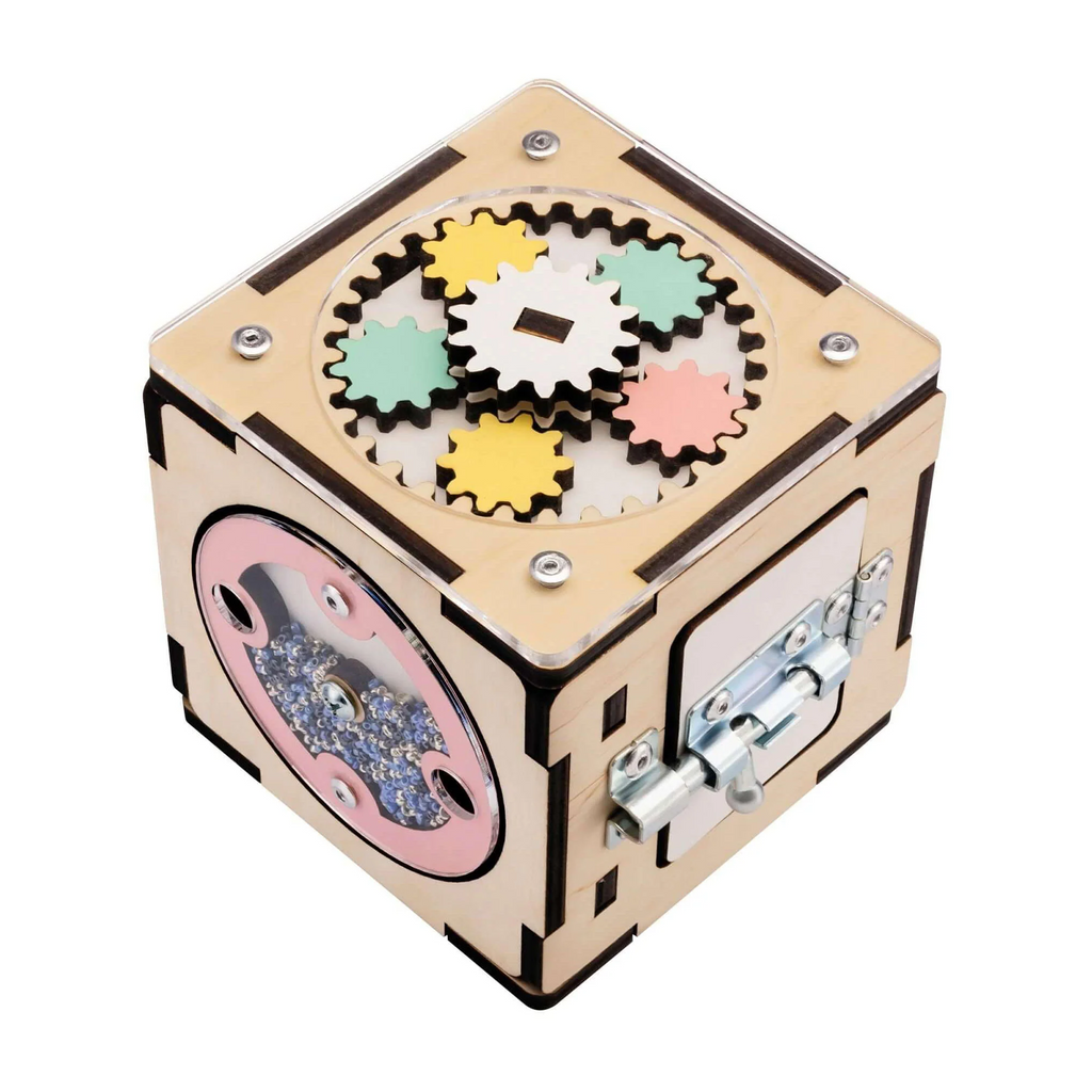 Duo Busy Board Natura Playhouse y cubo interactivo