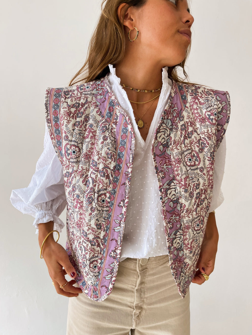Pink Floral Gilet