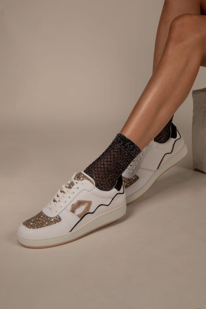Kurzsocken Feines Netz Lurex - Schwarz