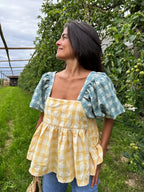 Blusa Maca Azul Y Amarilla