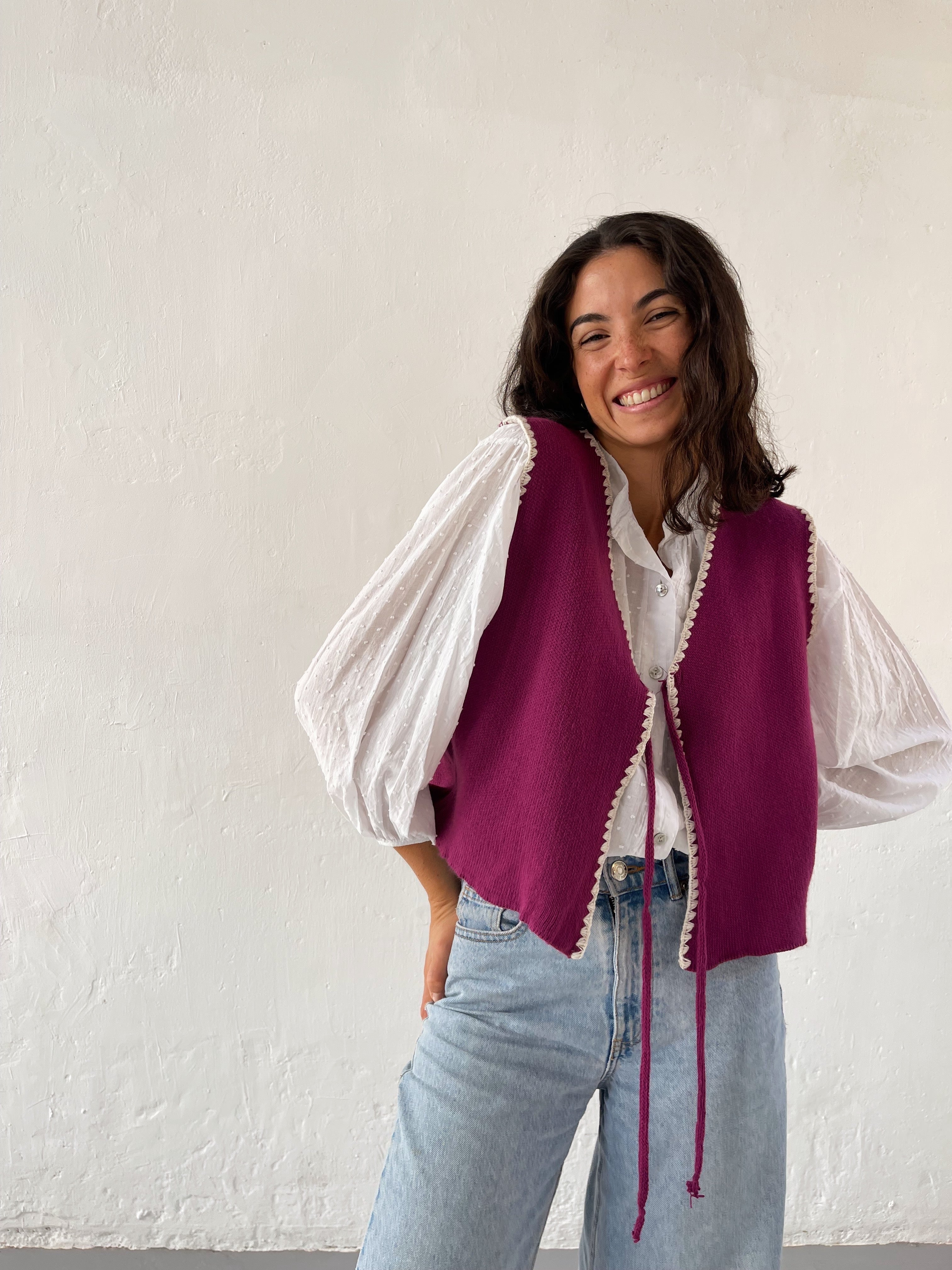 Fuchsia Knitted Vest