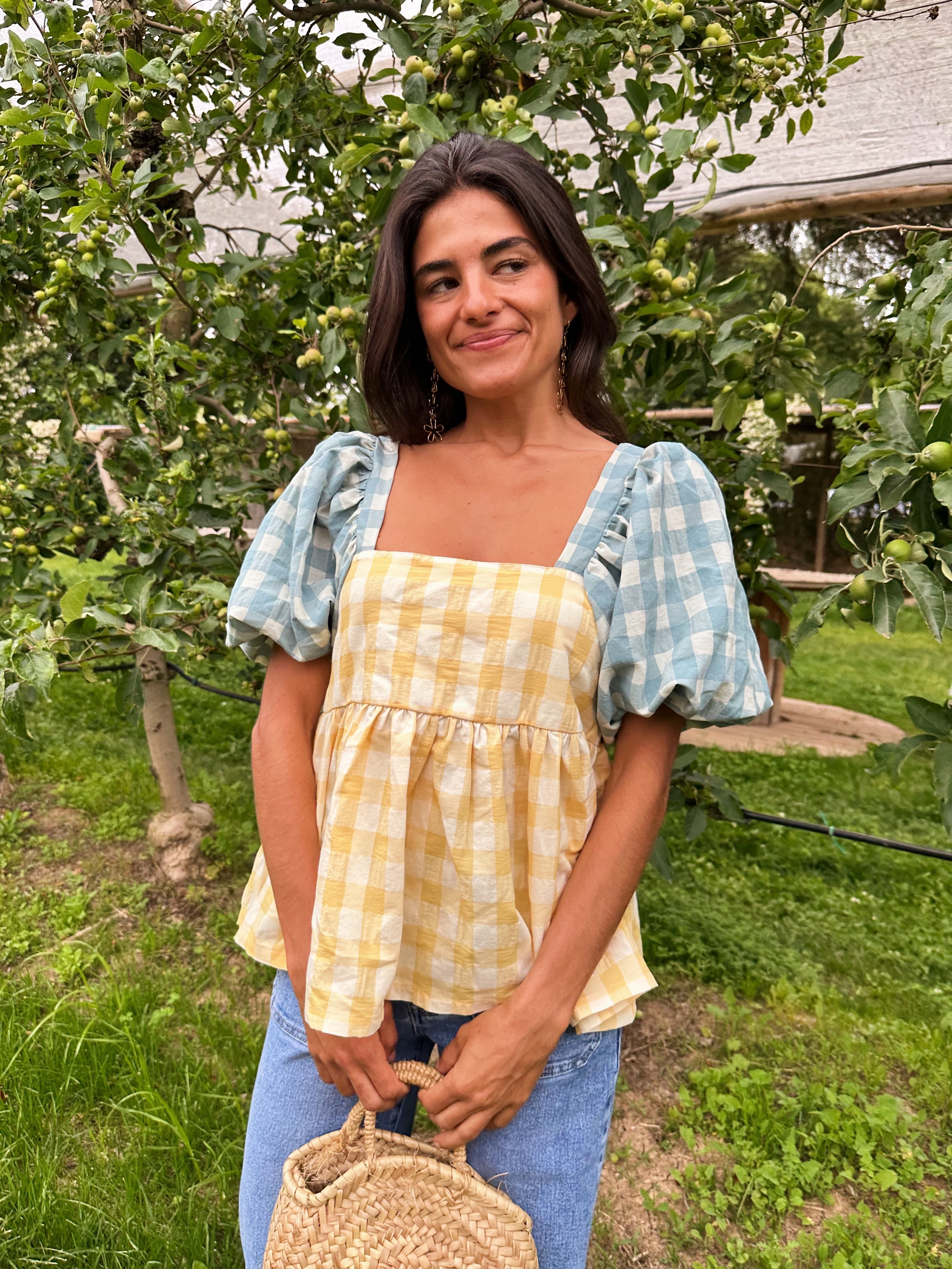 Blusa Maca Azul Y Amarilla