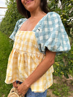 Blusa Maca Azul Y Amarilla
